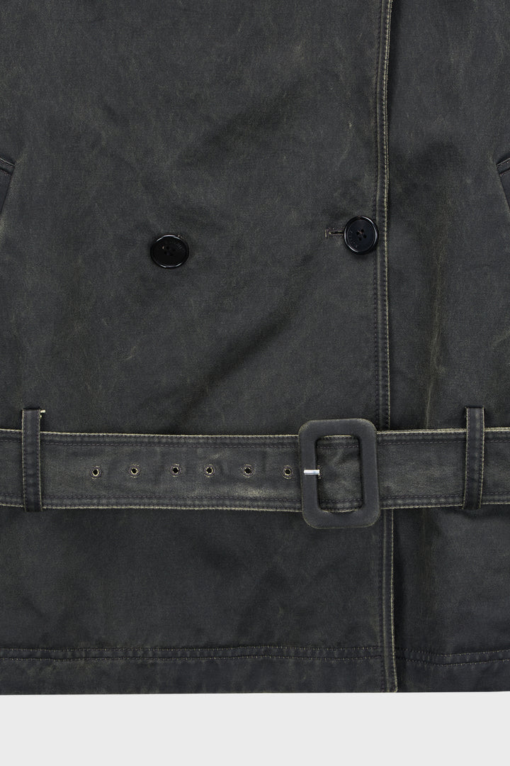 KIMMATIN Washed Trench Jacket — Khaki