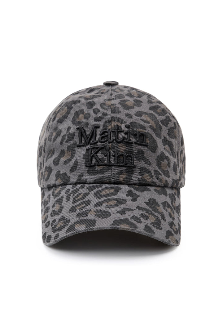 Matin Kim Leopard Volume Logo Ball Cap Dark — Gray