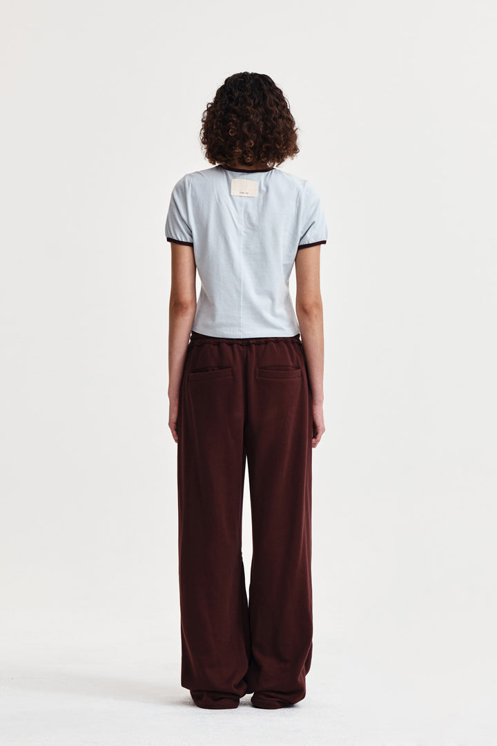 Matin Kim Stud Logo Ringer Top in Smoke — Blue