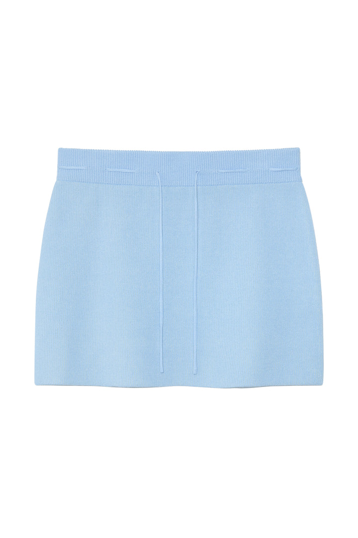 Matin Kim Two Tone Banding Knit Mini Skirt — Blue