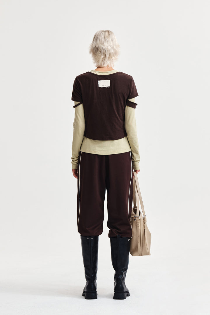 Matin Kim Layered Point Slim Top — Brown