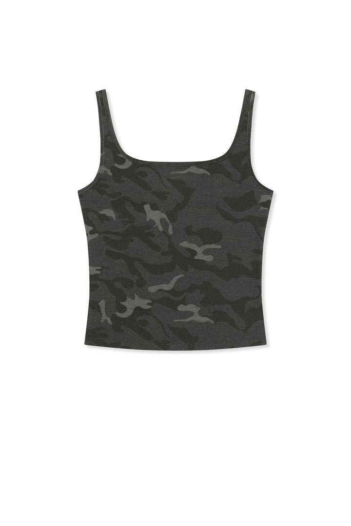 Matin Kim Square Neck Cropped Tank — Charcoal