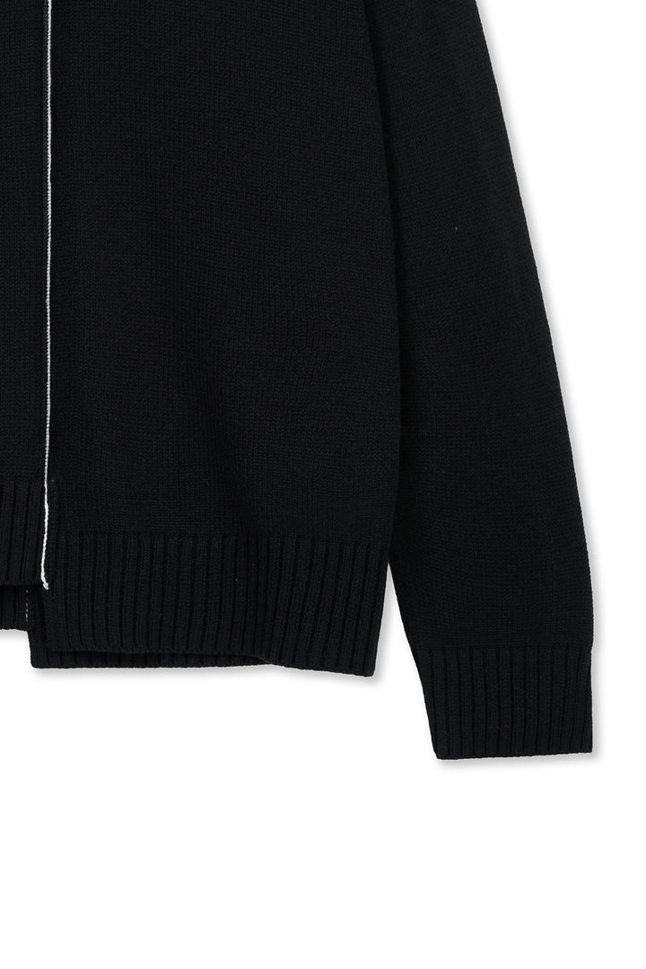 Matin Kim Asymmetric Logo Knit Pullover — Black