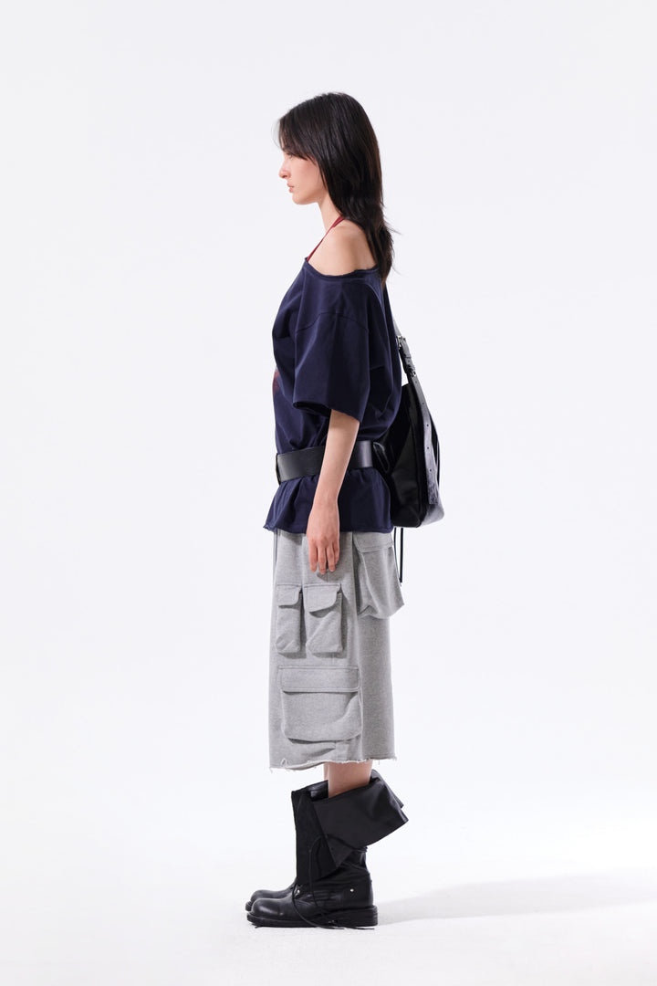 Matin Kim Terry Utility Pocket Bermuda — Gray