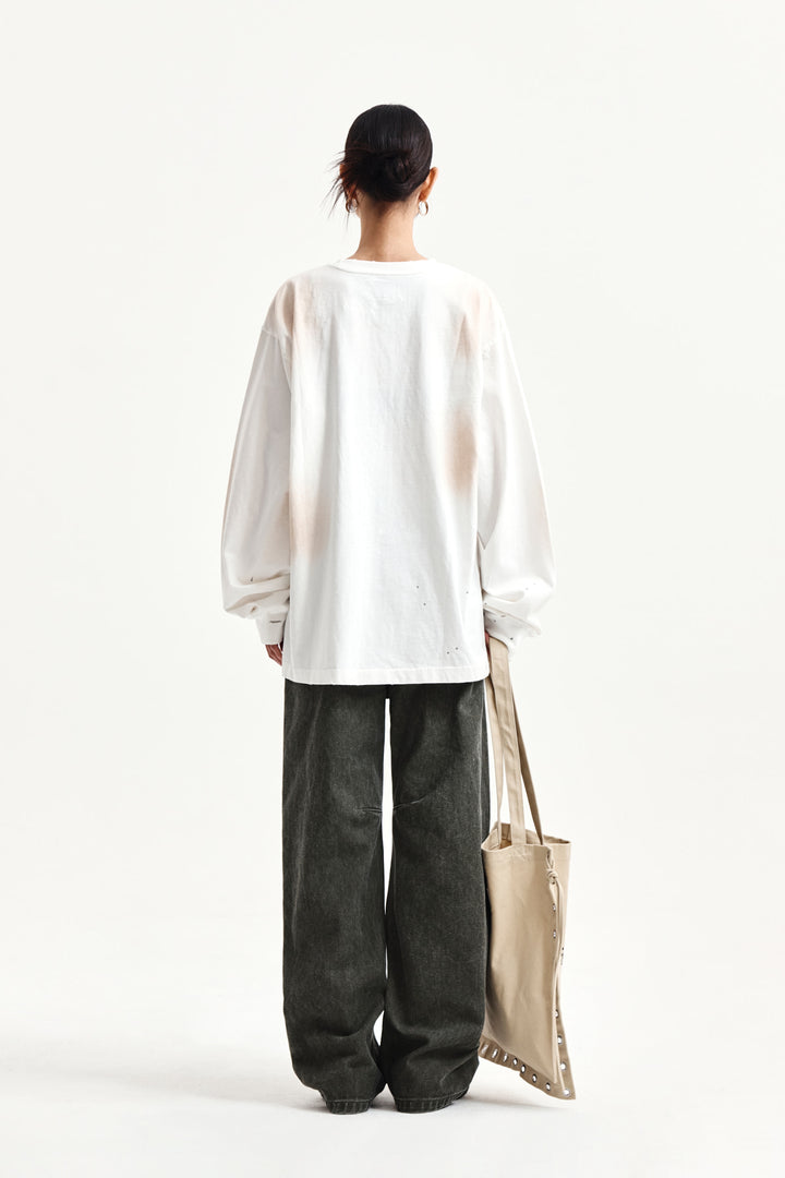 Matin Kim Vintage Washed Logo Top — Ivory