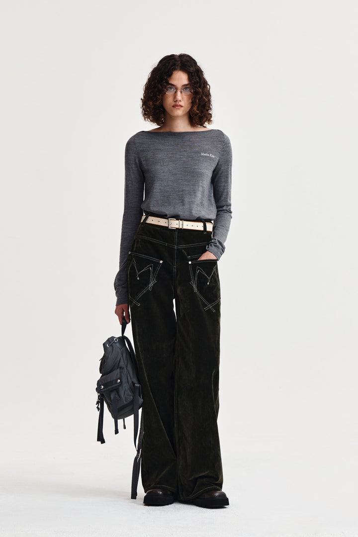 Matin Kim Essential Boat Neck Knit — Gray