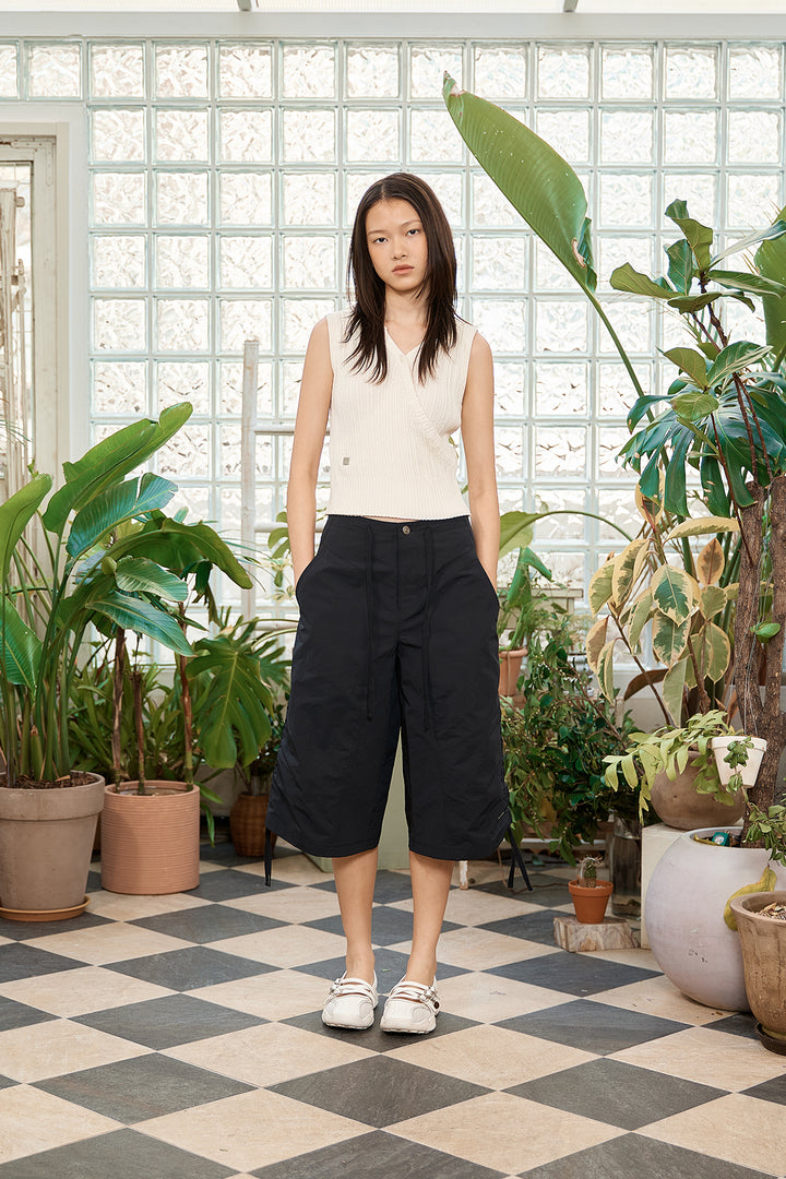 Matin Kim Nylon String Half Pants — Black