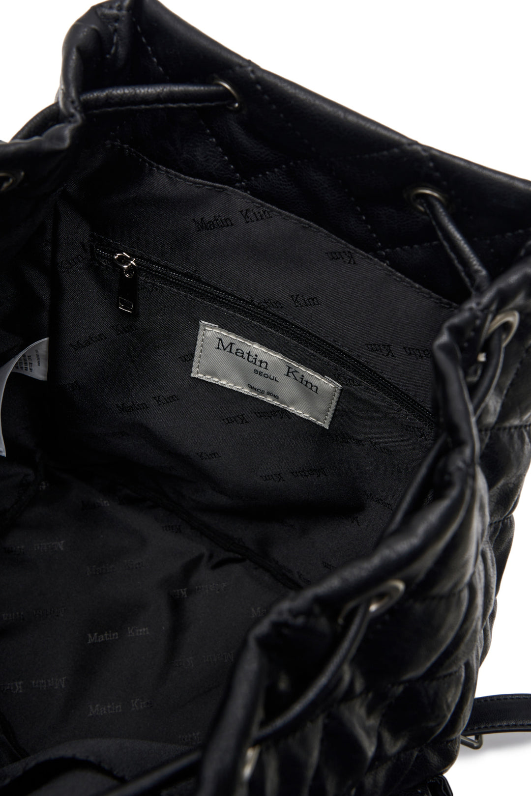 Matin Kim Double Pocket Quilting Backpack — Black