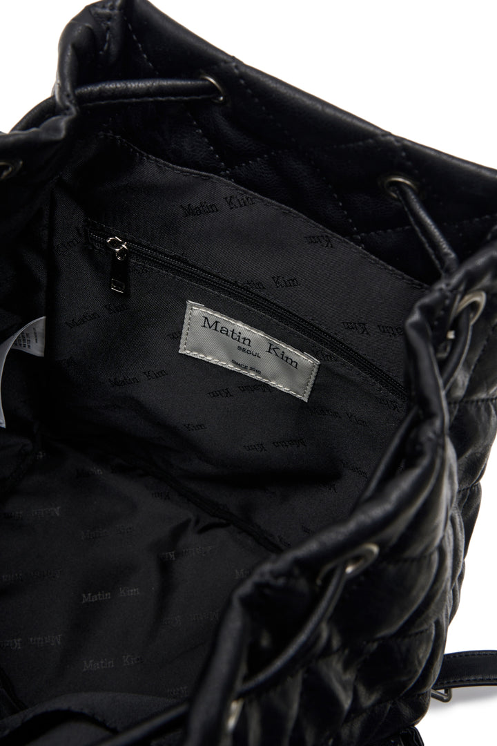 Matin Kim Double Pocket Quilting Backpack — Black