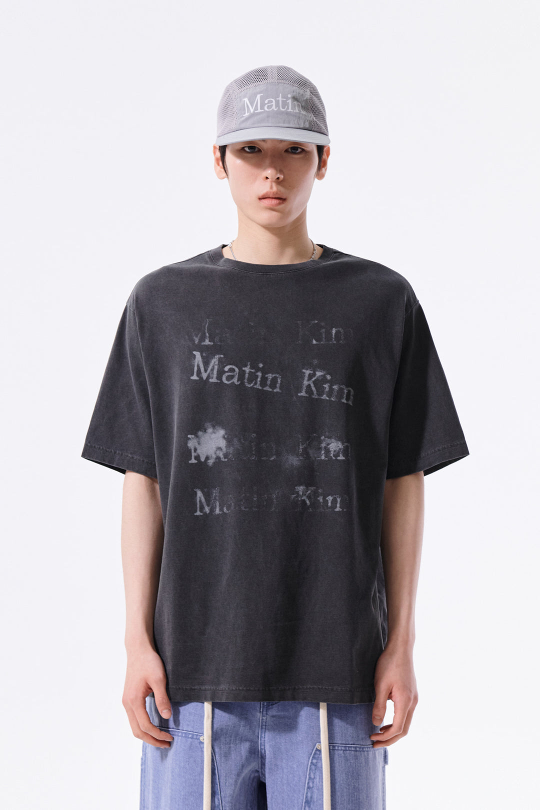 Matin Kim Pigment Graffiti Logo Tee — Charcoal
