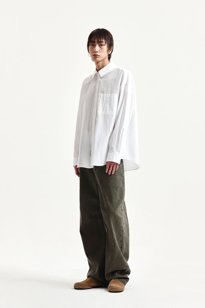 Matin Kim Embroidery Small Logo Shirt — White
