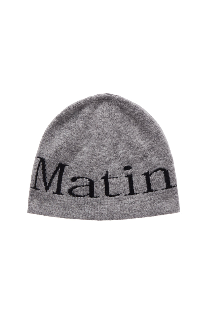Matin Kim Logo Jacquard Short Beanie — Black