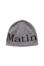 Matin Kim Logo Jacquard Short Beanie — Gray