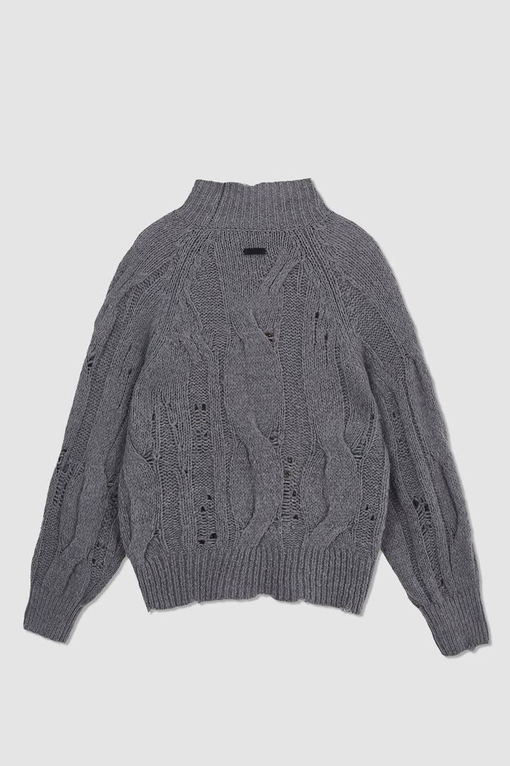 KIMMATIN Oversize Highneck Volume Pullover — Gray