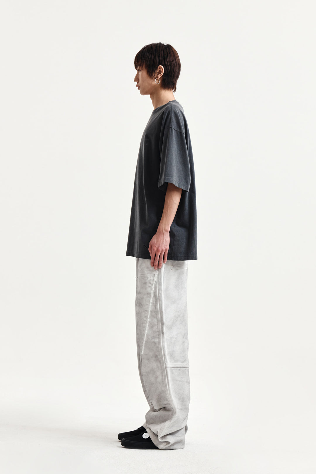 Matin Kim Distressed Logo Top — Charcoal