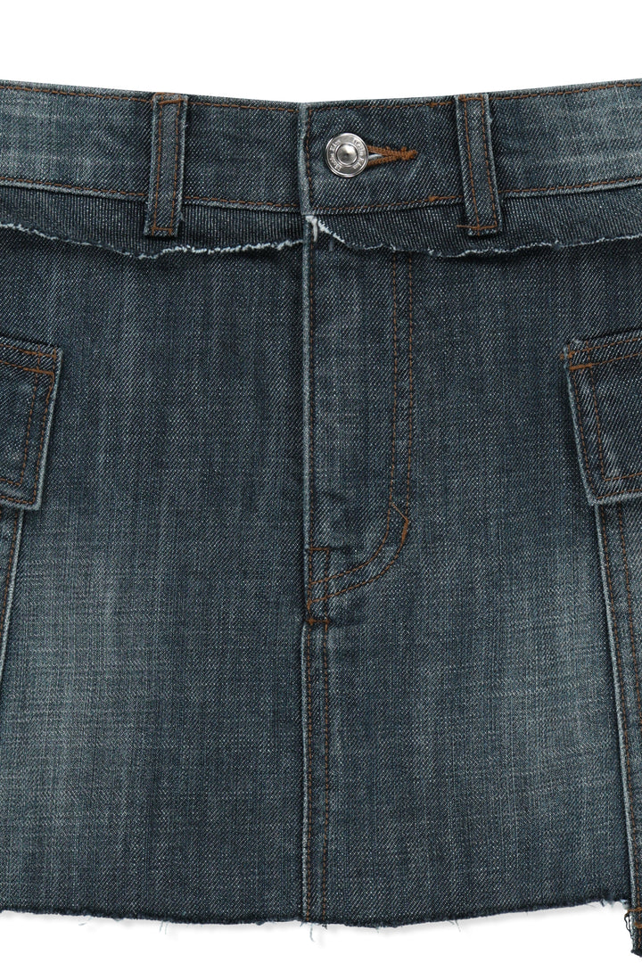 Matin Kim Cargo Mini Denim Skort — Blue