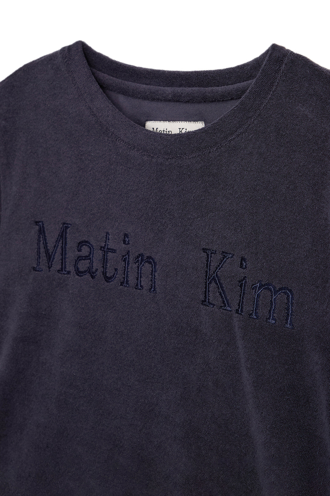Matin Kim Logo Point Terry Crop Top — Navy blue