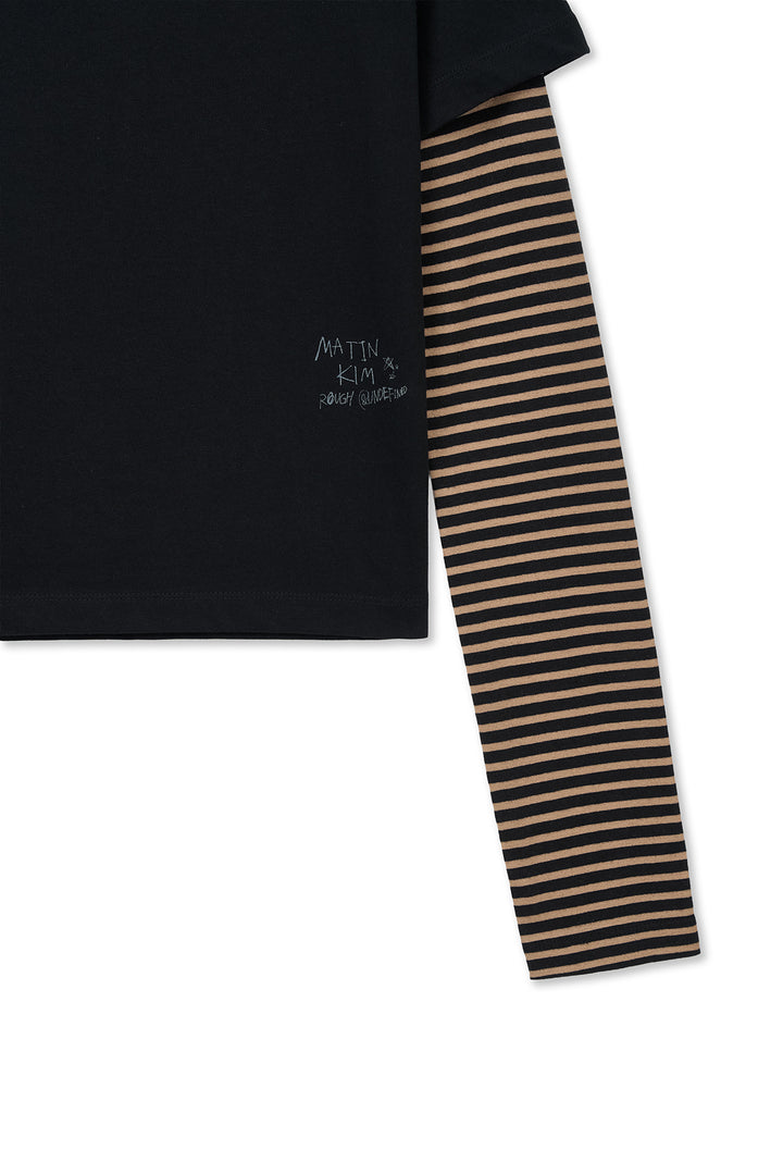 Matin Kim Graffiti Logo Stripe Layered Top — Black