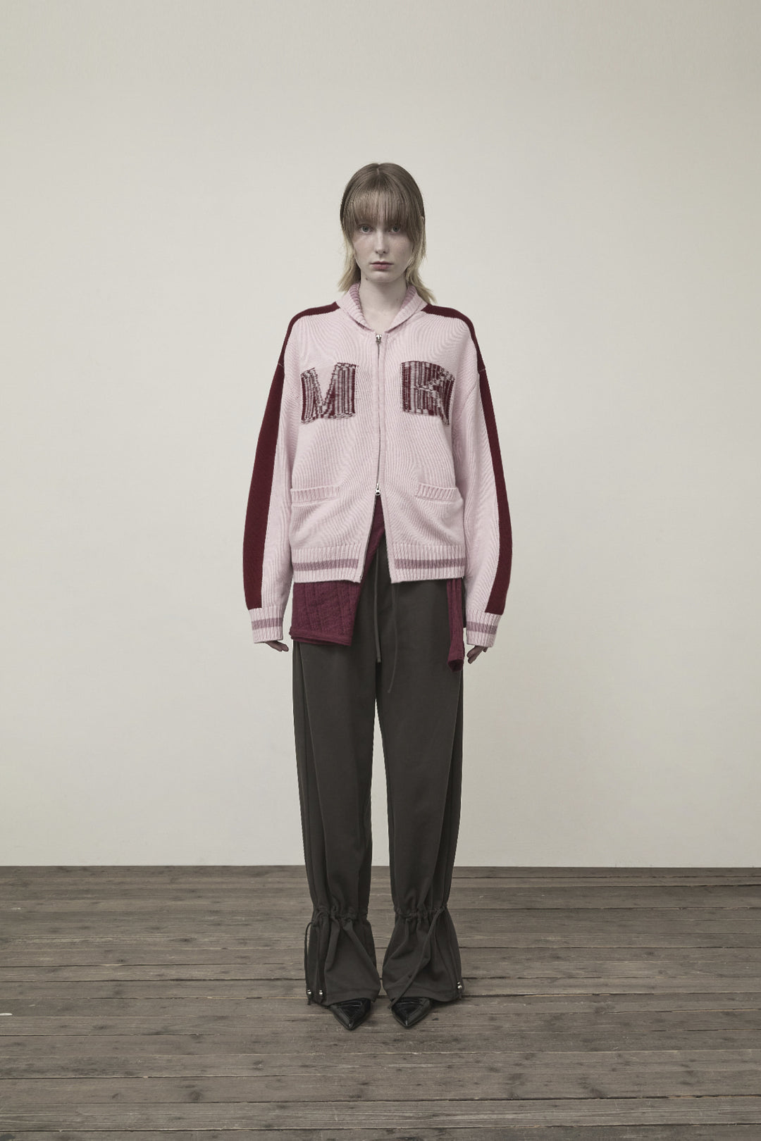 Matin Kim Initial Knit Zip Up — Pink