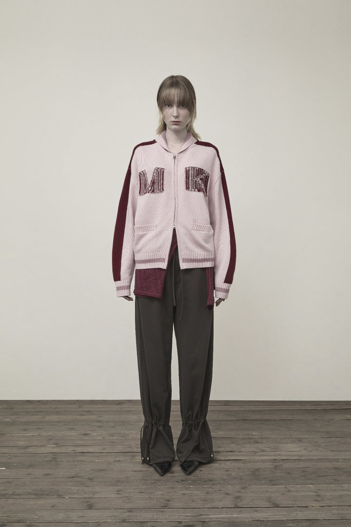 Matin Kim Initial Knit Zip Up — Pink