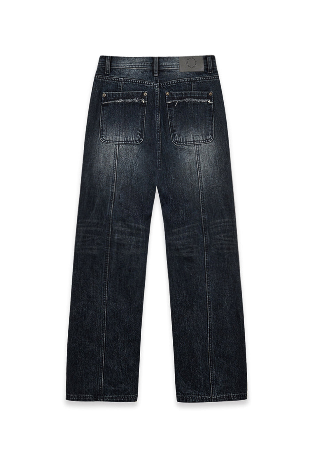 Matin Kim Semi Boots Cut Washed Denim — Navy blue