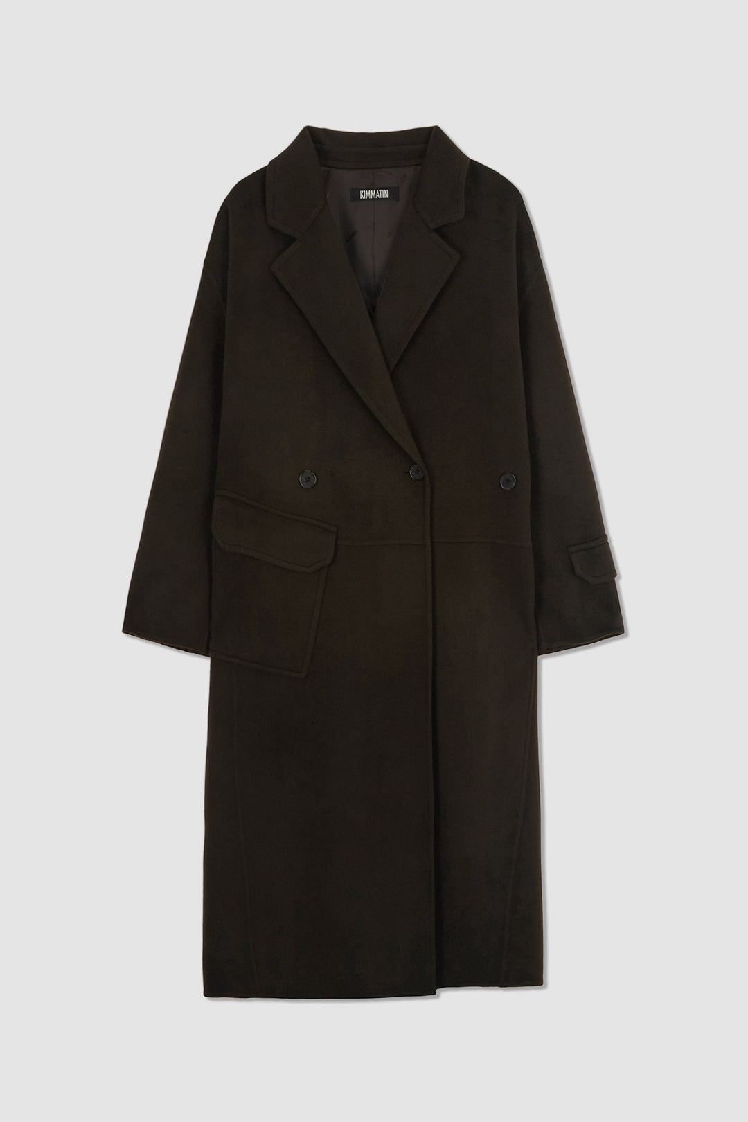 KIMMATIN Belted Double Wool Coat — Brown