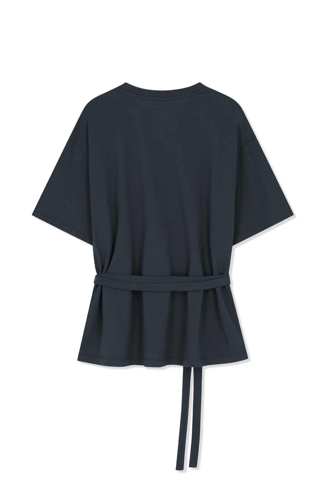 Matin Kim Tie Detail Draped Logo Top — Charcoal