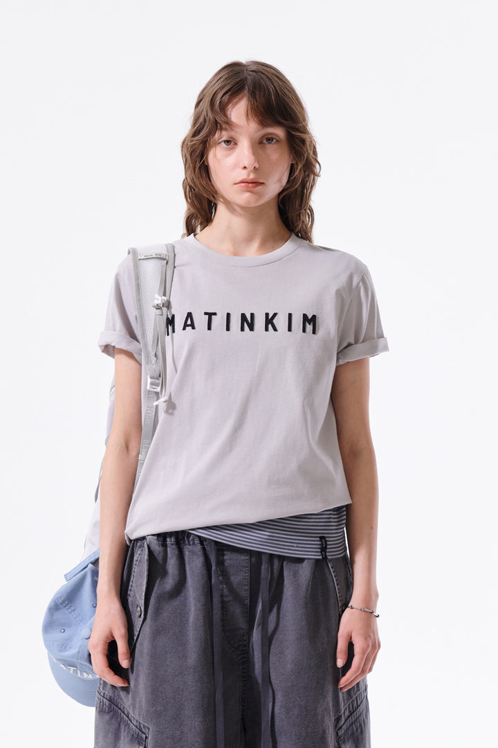 Matin Kim Applique Felt Logo Top — Gray