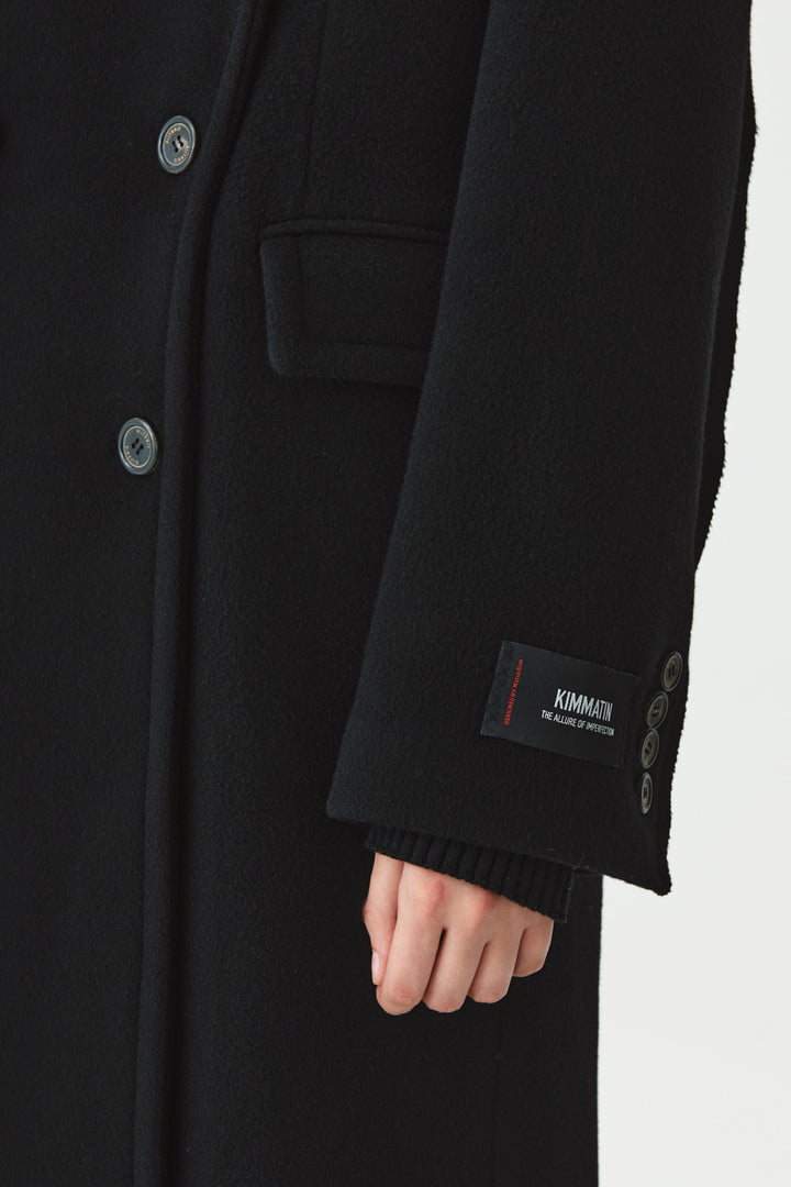 KIMMATIN Wool Cashmere Maxi Double Coat — Black