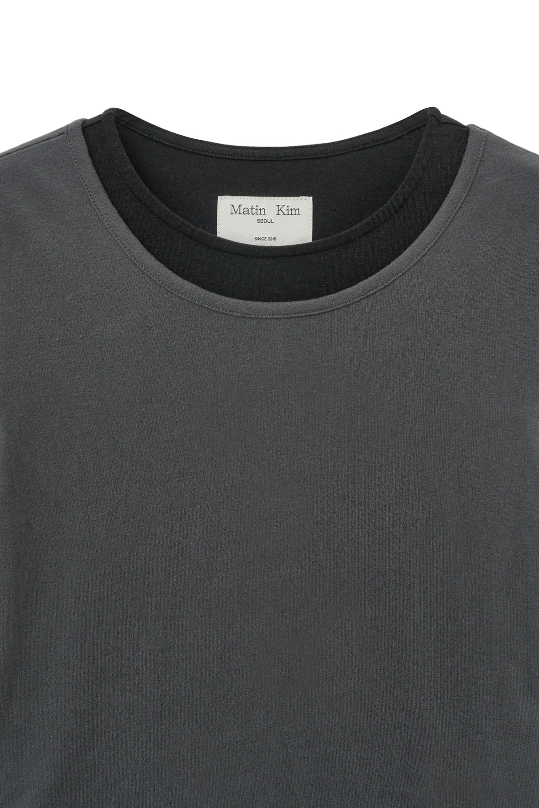 Matin Kim Layered Point Slim Top — Charcoal