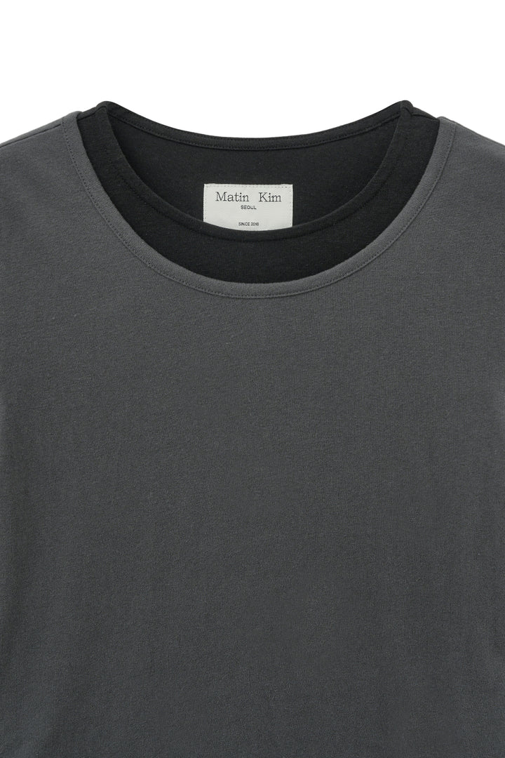 Matin Kim Layered Point Slim Top — Charcoal