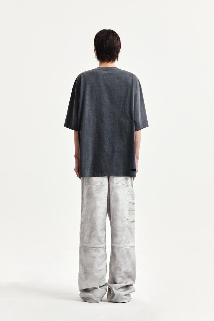 Matin Kim Distressed Logo Top — Charcoal