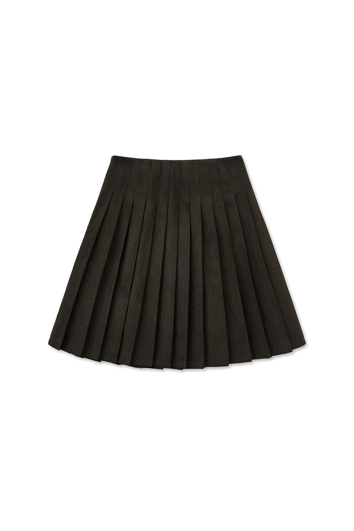 Matin Kim Side Zipper Pleats Midi Skirt — Brown