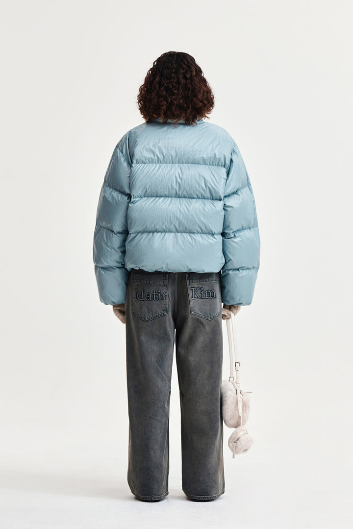 Matin Kim Small Logo Volume Down Jumper — Light Grey