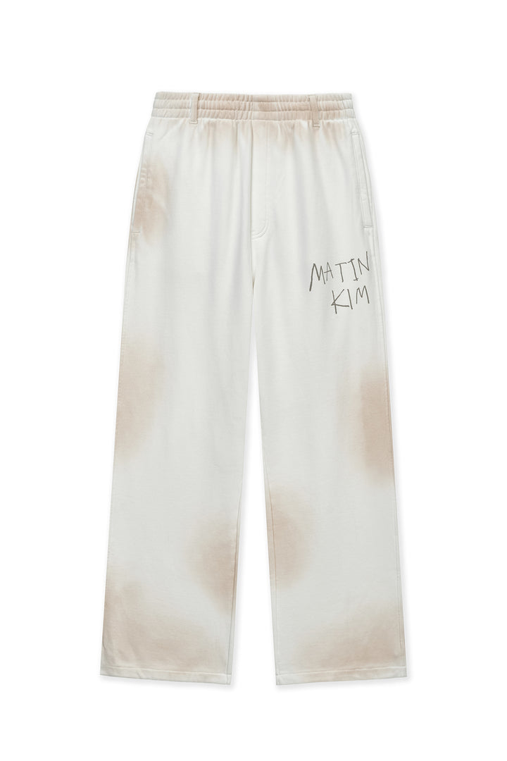 Matin Kim Vintage Washed Logo Sweatpants — Ivory