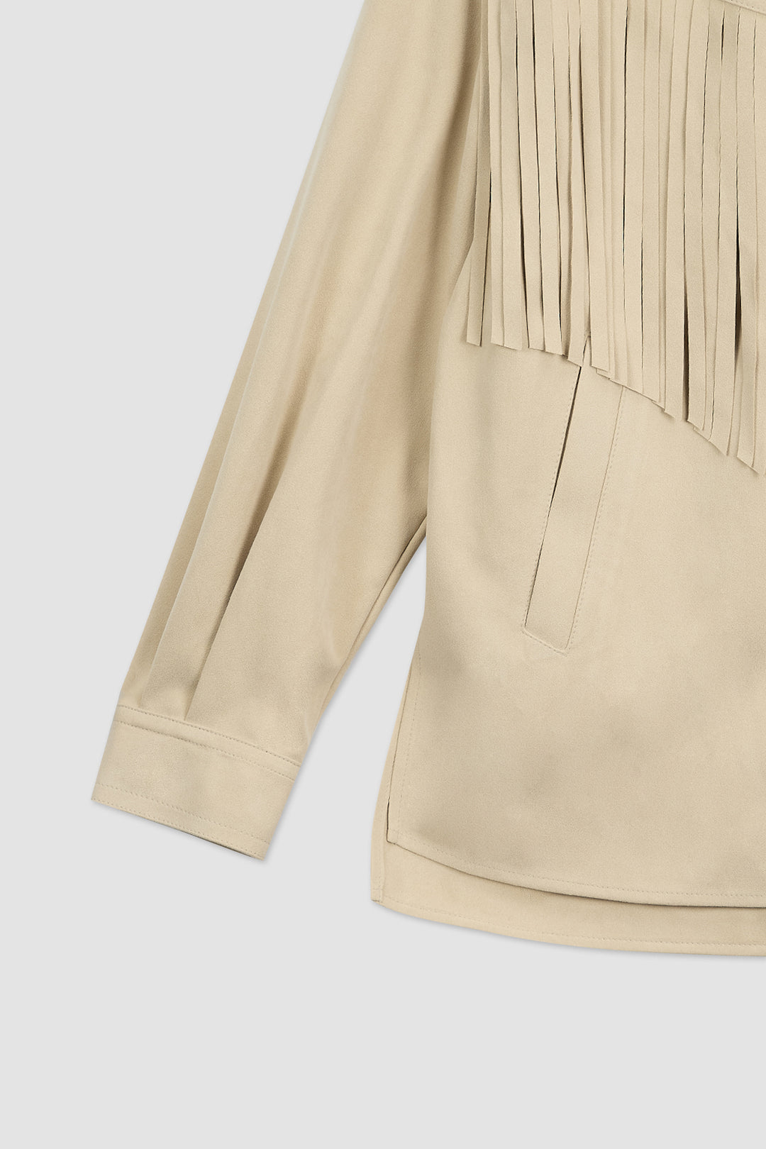 KIMMATIN Suede Fringe Jacket — Beige