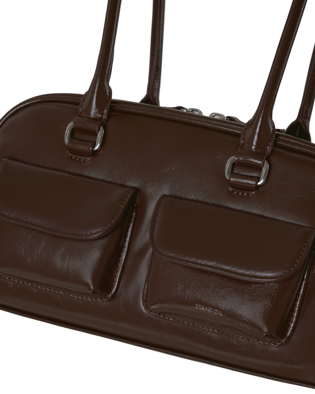 Stand Oil Chubby Bag — Glossy Bowling Crossbody — Maroon