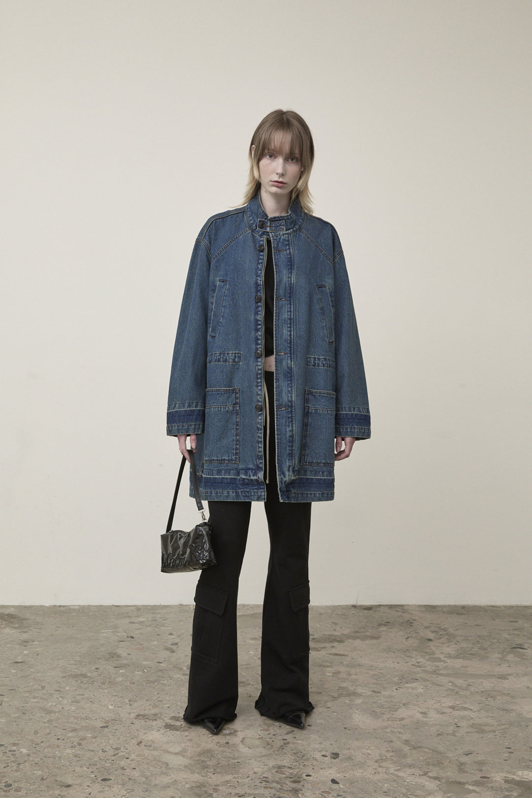 Matin Kim Pocket Point Midi Denim Jumper — Blue