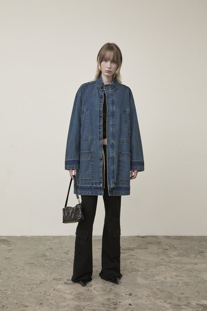 Matin Kim Pocket Point Midi Denim Jumper — Blue
