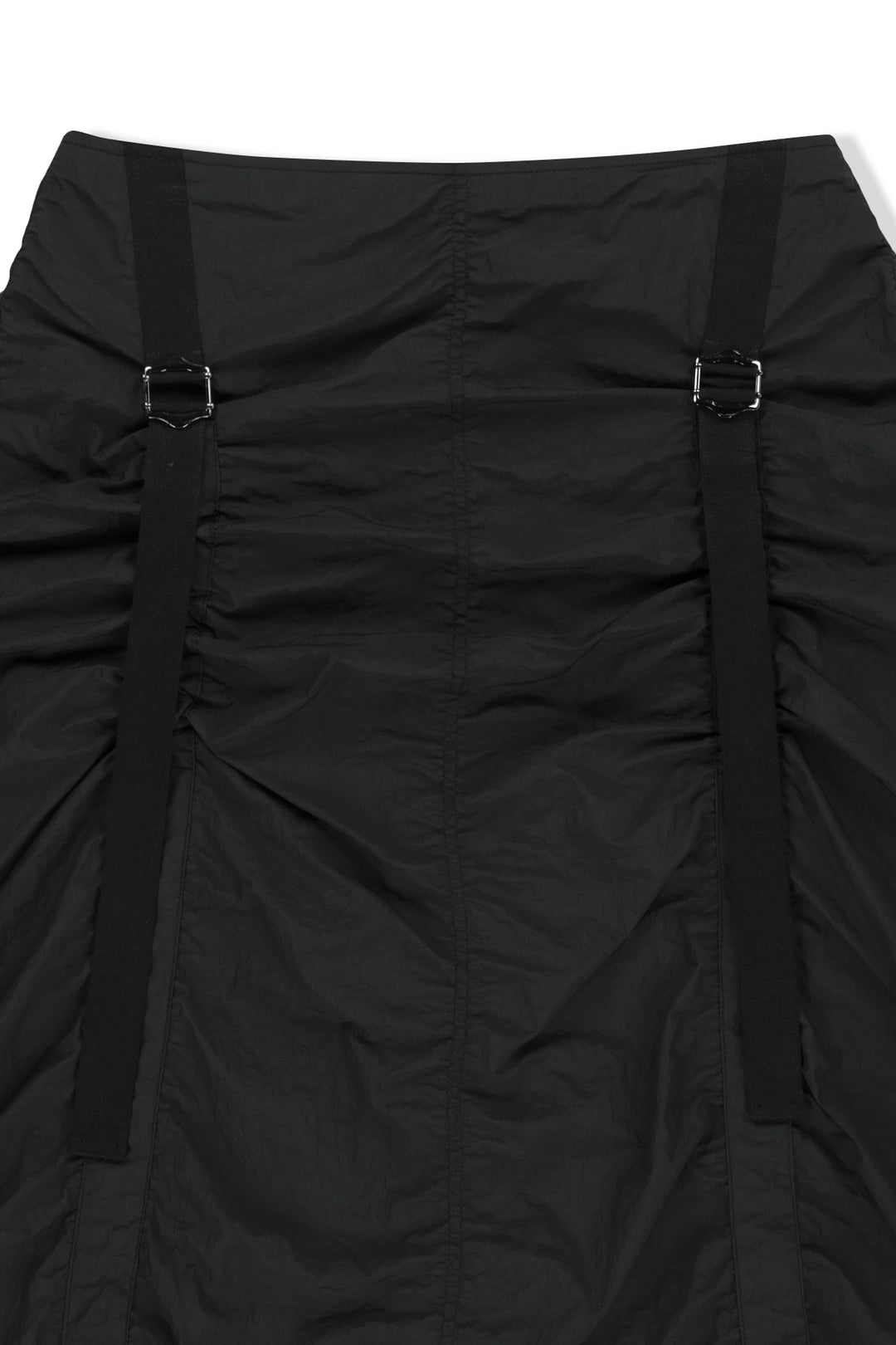 Matin Kim Nylon Shirring Midi Skirt — Black