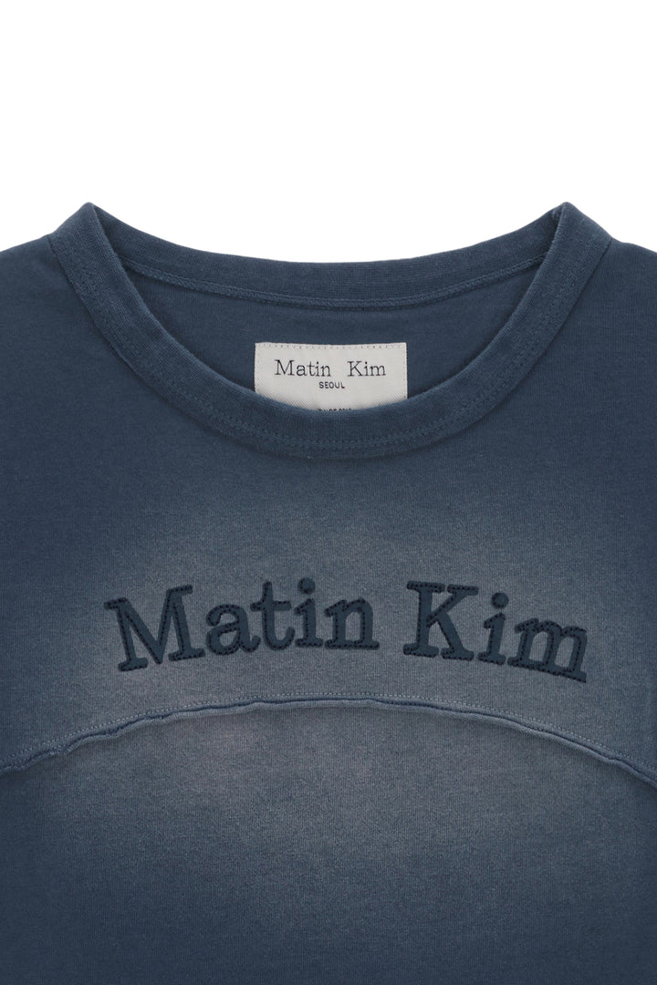 Matin Kim Pigment Cut Out Logo Crop Top — Blue