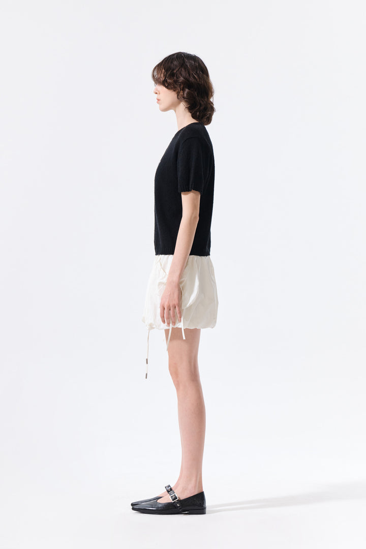 Matin Kim Half Sleeve Logo Pullover — Black