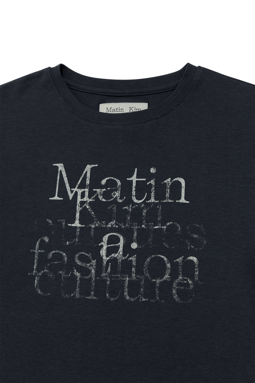 Matin Kim Dusty Typo Graphic Crop Top — Charcoal