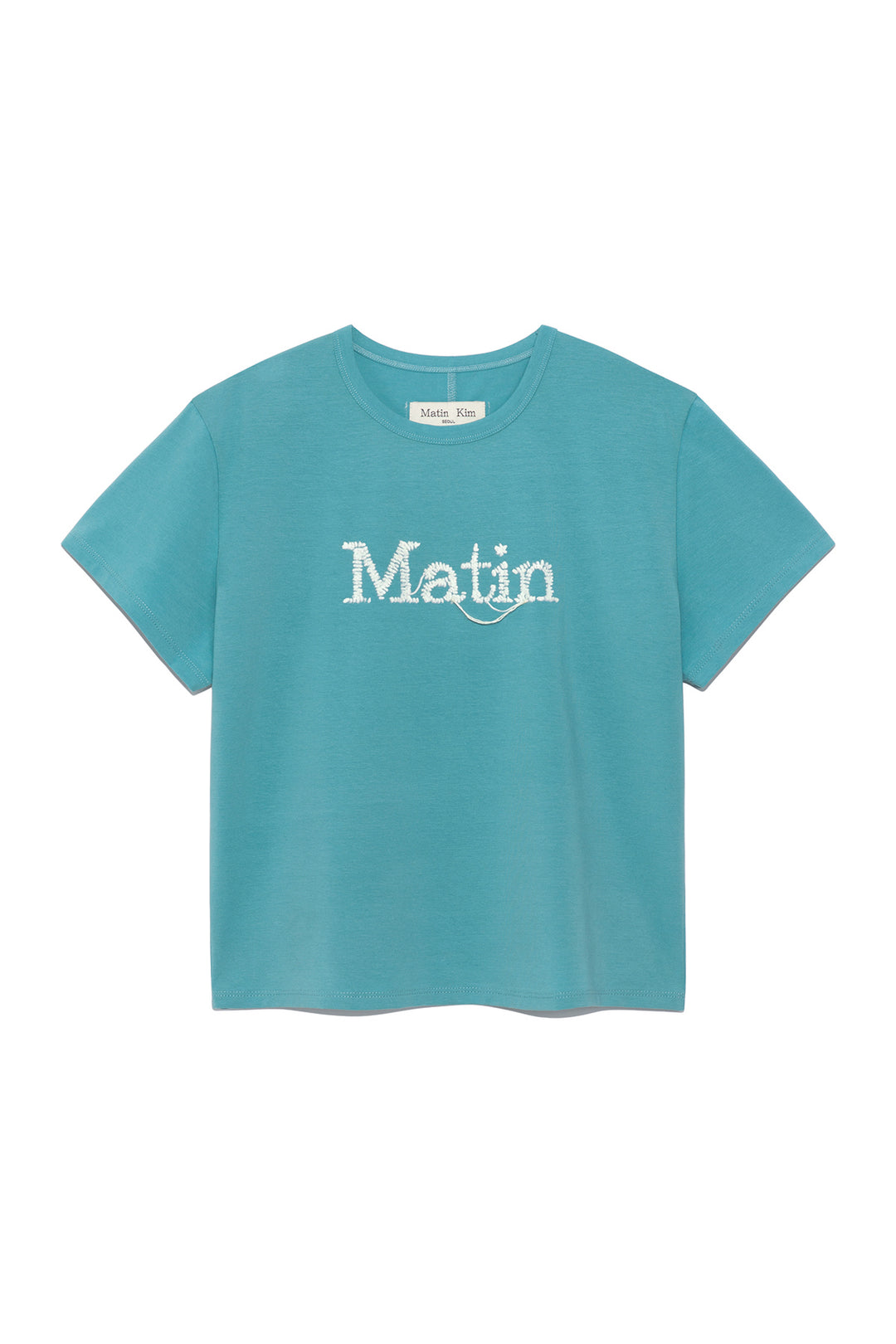 Matin Kim Stitch Printing Detail Crop Top — Blue