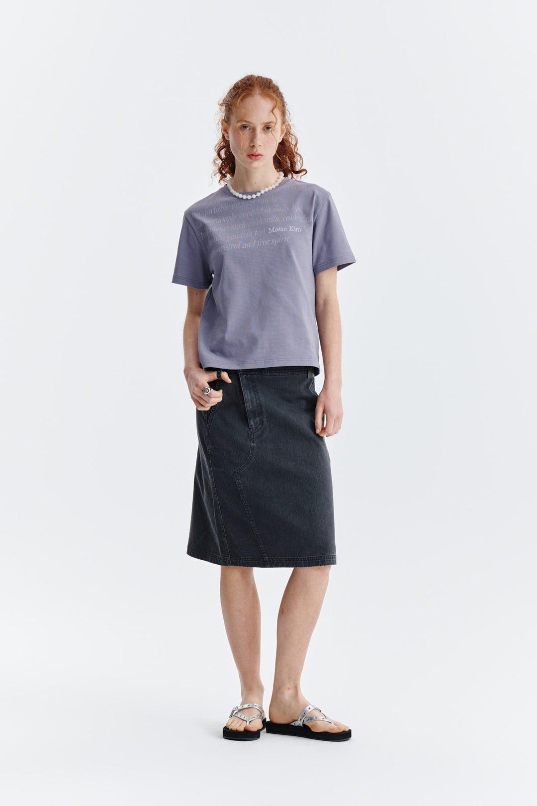 Matin Kim Logo Point Lettering Graphic Top — Purple