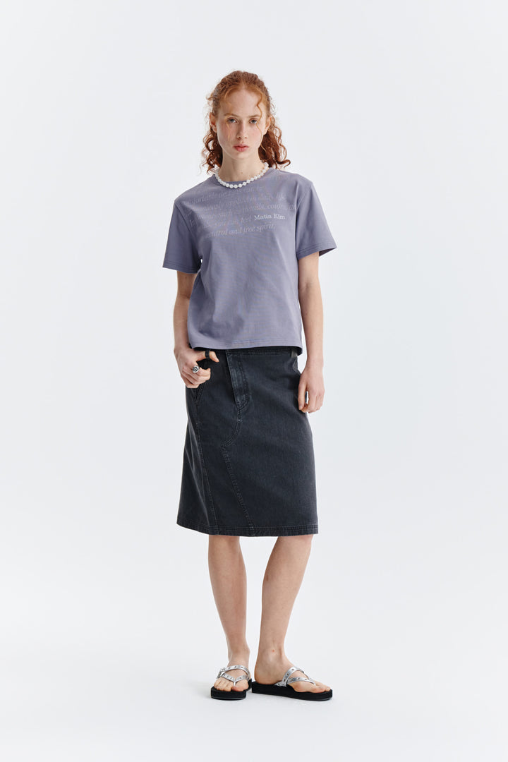 Matin Kim Logo Point Lettering Graphic Top — Purple