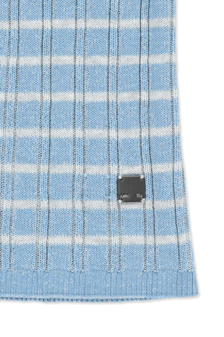 Matin Kim Stripe Knit Tube Top — Light Blue