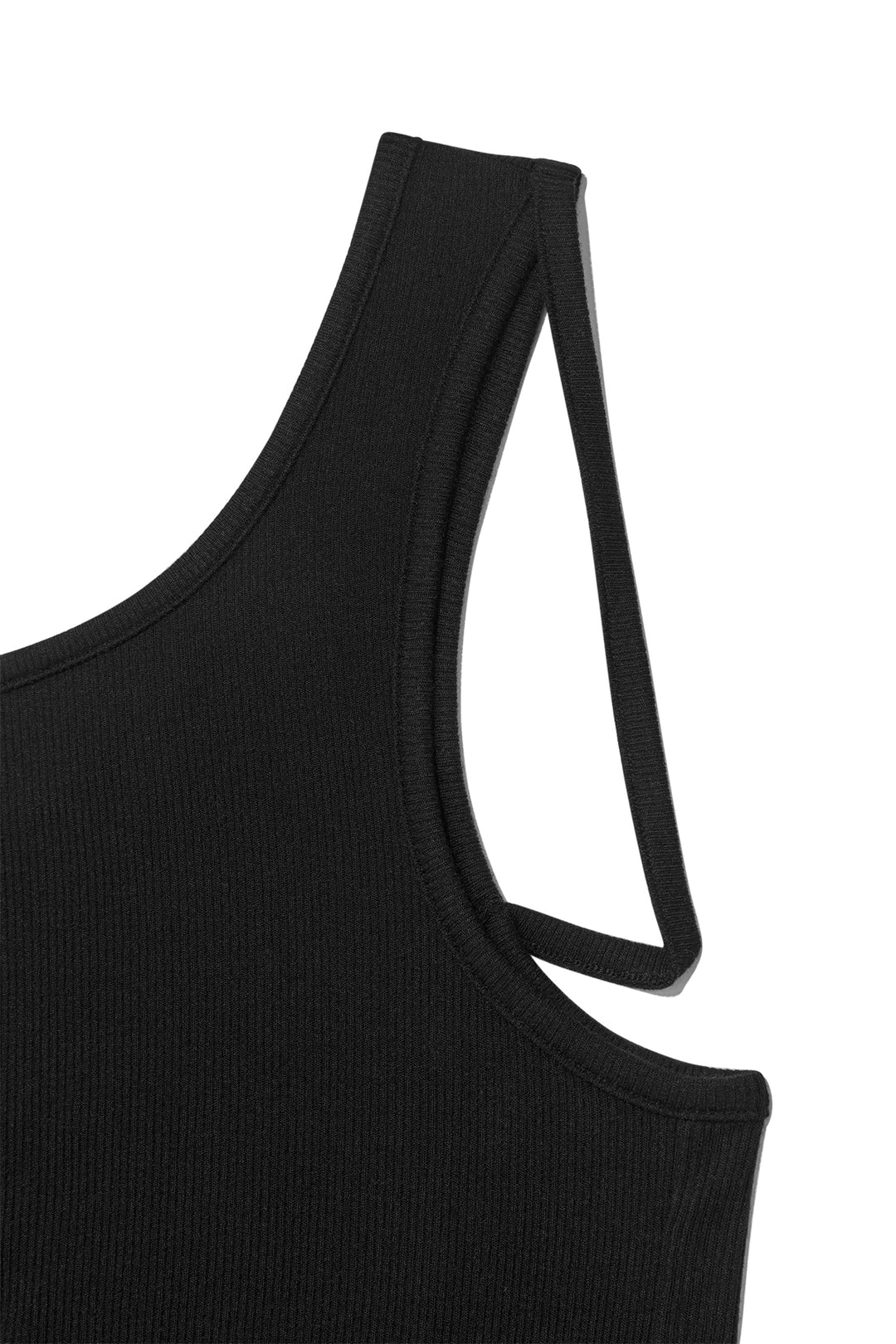 Matin Kim Unbalance Tuck Sleeveless Top — Black