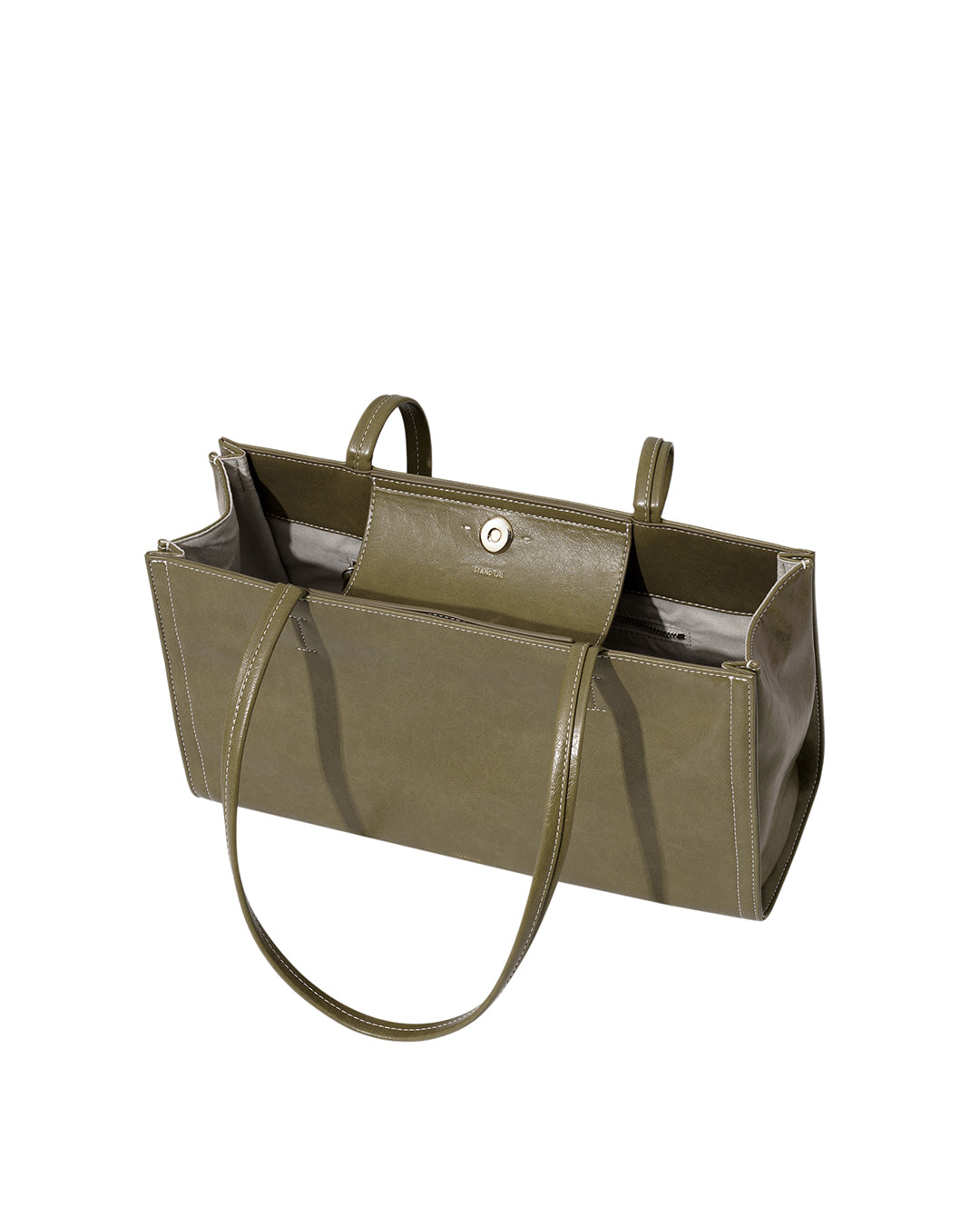 Stand Oil Oblong Bag — Structured Shoulder — Basil green