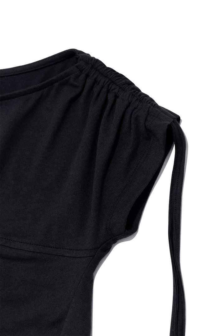 Matin Kim String Off-Shoulder Slim Top — Charcoal